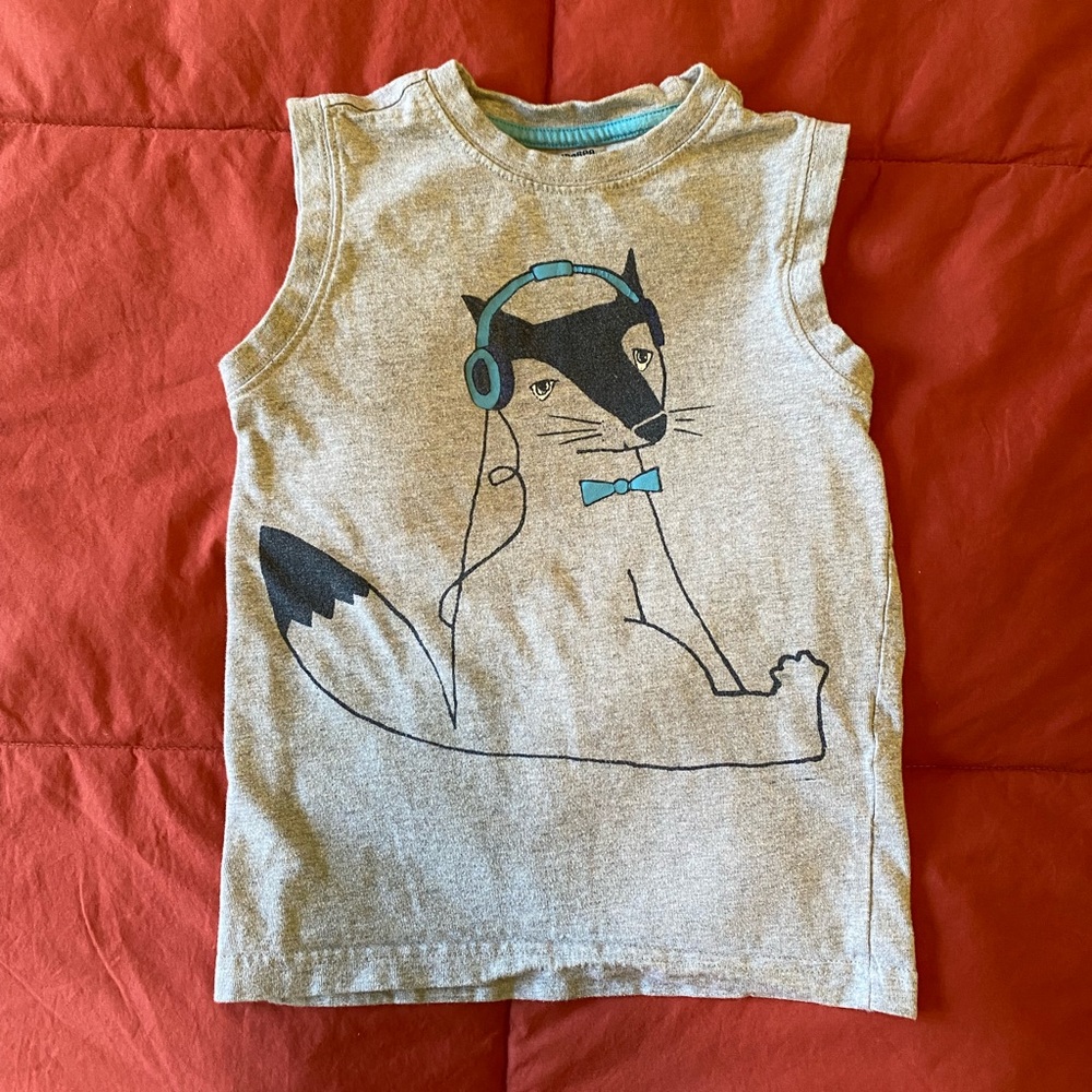Fox with Headphones Gymboree 5T sleeveless tee shirt